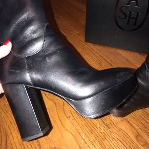 Ash black leather over ankle great fit.